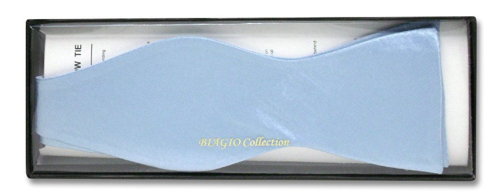 Biagio SELF TIE Bow Tie Solid BABY BLUE Color Men's BowTie