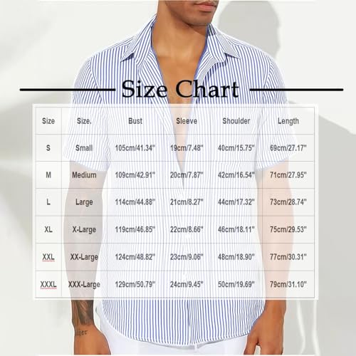 Men's Short Sleeve Button Down Shirt Striped Casual Beach Hawaiian T Shirts Lapel Collared Summer Holiday Fashion Top2