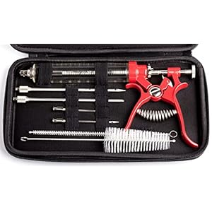 Meat Injector Marinade Gun Stainless Steel Outdoor Kit Flavor Food Syringes & 4 Marinades Needles for BBQ Grill Smoker Injectors Professional Syringe Held Culinary Barbecue Tool