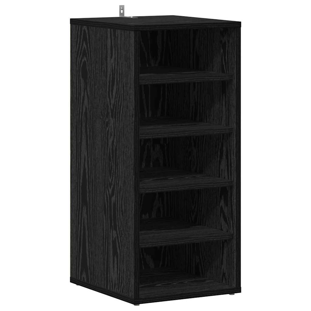 Set di 2 scarpiere nere effetto rovere, 32 x 35 x 70 cm, in legno, 10 scomparti, per riporre scarpe in corridoio, corridoio e camera da letto