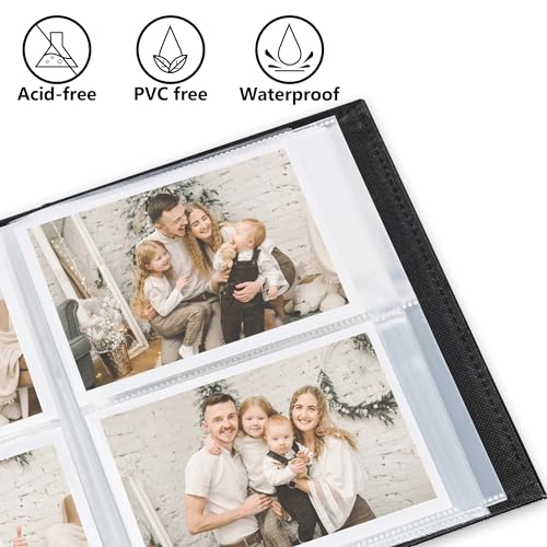 Image of Vienrose Small Photo Album 4x6 Holds 200 Photos, 2 Pack Mini Leather Photo Album with Cover Window, Acid-Free Baby Picture Album for Wedding, Family, Travel & Gift Keepsake, Purple