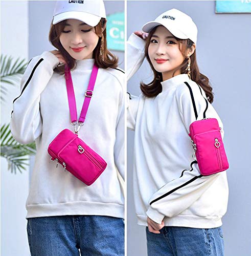 [Honesty Mouth] スマホポーチ ケース 斜めがけ ミニ ショルダー バッグ アームポーチ 防水 レディース かわいい ハート形 プラー(引き手) (01:ピンク)