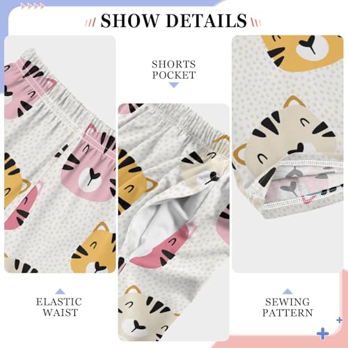 Cute Tiger Kitten Faces Boys Pants for Kids Jogger Pants with Pockets S-XL4