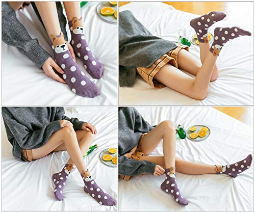 HONGXIN-SHOP Damen Socken Hund Motive Cartoon Tier Socken Baumwolle Socken 5 Paar