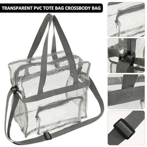 Clear Tote Bag, Heavy Duty Clear Lunch Tote with Handle and Adjustable Strap, for Stadium Games Concerts Work3