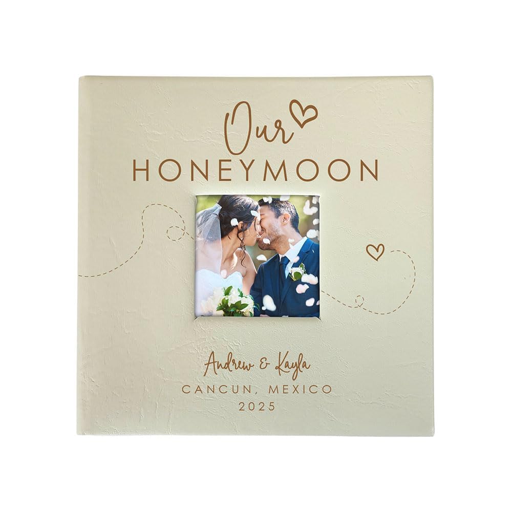 Personalized Honeymoon Photo Album Small Leatherette 4x6 Holds 100 Photos Travel Memory Book