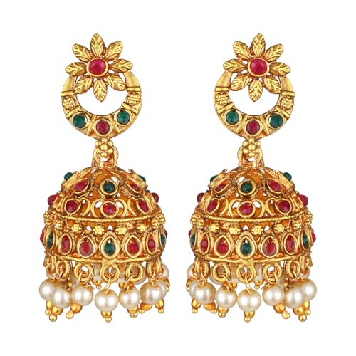 Image of Shining Diva Fashion Stylish Fancy Pearl Choker Traditional Jewellery Set for Women | Temple Necklace Set | Festive Wedding Party Necklace | 22k Gold Plated | Just Like Original Gold Jewellery