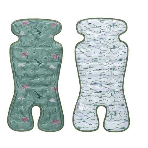 Miracle Baby Gel Car Seat Cooler Pad, Double Sides Universal Stroller Ice Cushion Cooler Mat, Summer Cooling Seat Liner Suitable for Baby Dining Chair, Child Safety Seat,One Pack (Dinosaur + Lines)