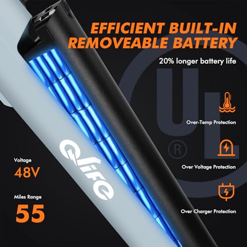 Image of Qlife Cityone Electric Bike for Adults & Teens, Step-Through Commuter Ebike, 1000W Peak Motor, 55-Mile Range, 48V Removable Battery, 26-Inch City Tires, 7-Speed, Up to 20+ MPH