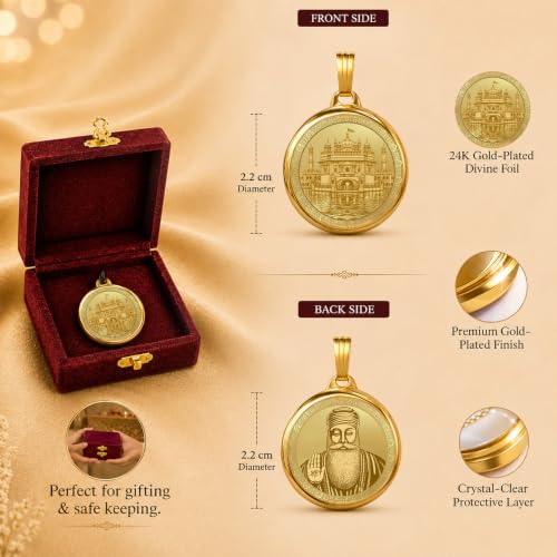 Image of DIVINITI 24K Gold Plated Double-Sided Religious Pendant with Premium Gift Box, Spiritual Locket for Men & Women, Devotional Jewellery for Gifting & Everyday Wear