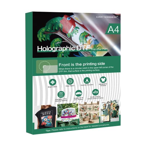 Holographic Dtf Transfer Film A4 Printable Matte Iron-On Heat Transfer Paper For Dark Light Fabric (8.4" X 11.7", 20 Sheets) #TOP10
