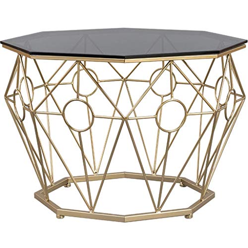 Wrought Iron Coffee Table, Dark Graytempered Glass Desktop, Rustproof Wrought Iron Coffee Table, Dark Graytempered Glass Desktop, Rustproof