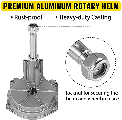 Outboard Steering System,Marine Turbine Rotary Steering System Outboard Boat Steering Kit With 13.5" Steering Wheel And Steering Cable Rotary Helm 3/4" Tapered Shaft 90° Bezel Fixing Kits (12Ft) #TOP4