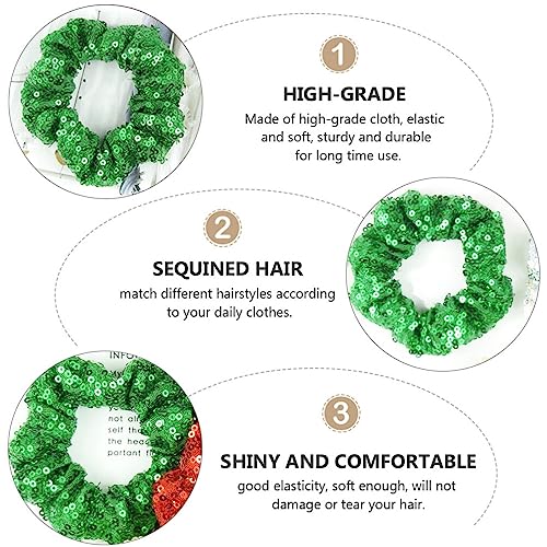 Christmas Hair Ties 2PCS Sequin Hair Scrunchies Glitter Sequins Christmas Hair Scrunchies Hair Bobbles for Women Girls Christmas Ponytail Holders - Image 4