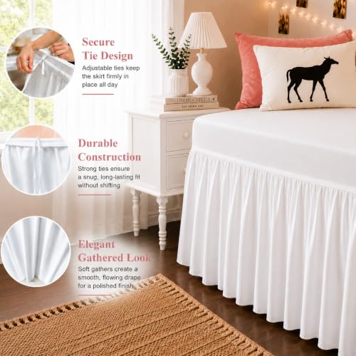 Dorm Bed Skirt Twin XL 36" Drop, 100% Microfiber, White by Cottingon - Used condition - Image 2