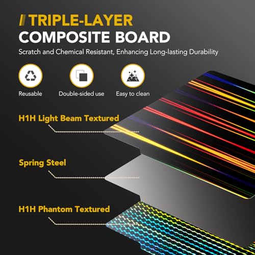 Image of 3D Printer Build Plate for Bambu Lab X1 X1C X1E P1P P1S A1, 3D Printer Accessories H1H Dual Texture 257x257mm, Flexible Spring Steel Hot Bed Platform Sheet