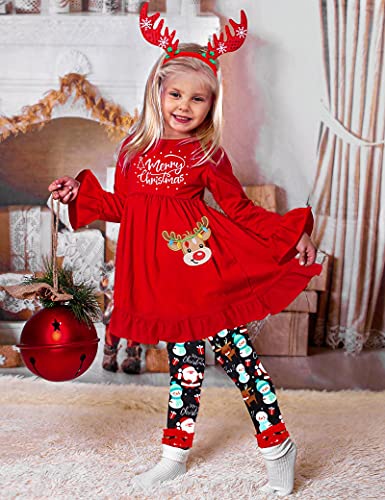 Toddler Girl Christmas Outfit Deer Long Sleeve Trousers 3-Piece Set Christmas Gifts For Girls2