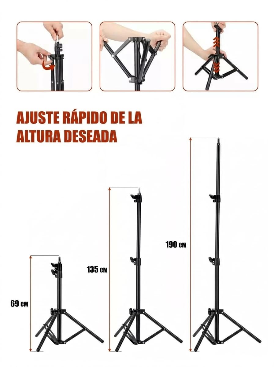 JBH-Pr900 Trípode Universal para Proyector, Altura Regulable hasta 1.9m, Carga Máxima 900g, Soporte Portátil para Mini Proyector y Cámaras con Rosca 1/4"