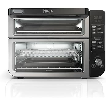 Ninja Double Oven with FlexDoor, FlavorSeal & Smart Finish, Air Fry, Bake, Roast, Toast, Fry, Pizza, Convection Oven, 13-in-1, Black, DCT402BK