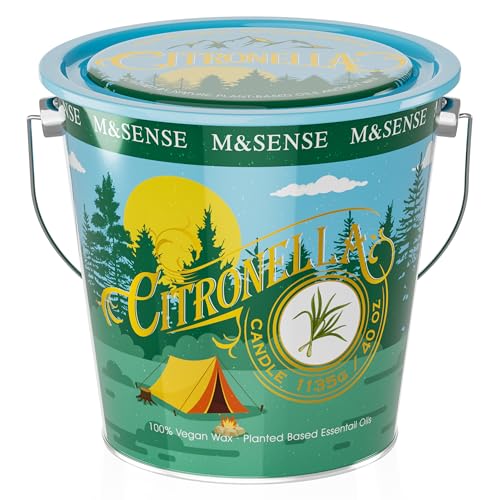 M&SENSE Citronella Peppermint Scented Candle 40 oz Citronella Peppermint Candles Outdoor Indoor Summer Candles for Outside 250 Hours Burn Time Nature Soy Wax
