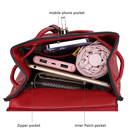 Image of MKF Collection Backpack Purse for Women, Vegan Leather Drawstring Backpack Top-Handle Ladies Fashion Travel Bookbag Daypack