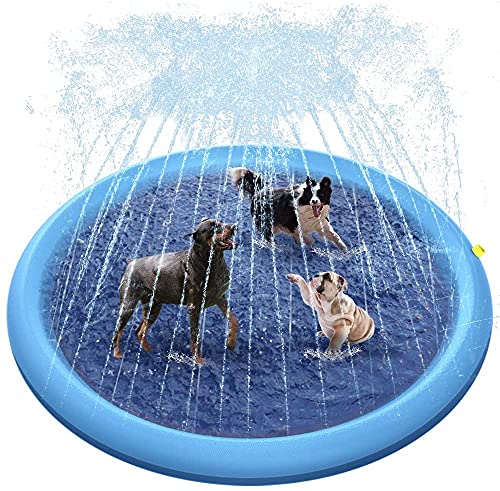 Raxurt Splash Pad, Anti-Slip Splash Pad for Kids Dogs Thickened 0.58mm Dog Pool Toddler Splash Sprinkler Pad Baby Summer Outdoor Water Toys for Boys Girls