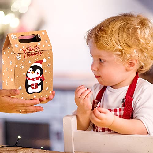 Joicee Christmas Kraft Paper Gift Boxes 24Pcs Xmas Goodies Treat Candy Bags Boxes For Christmas Party Favor #TOP4