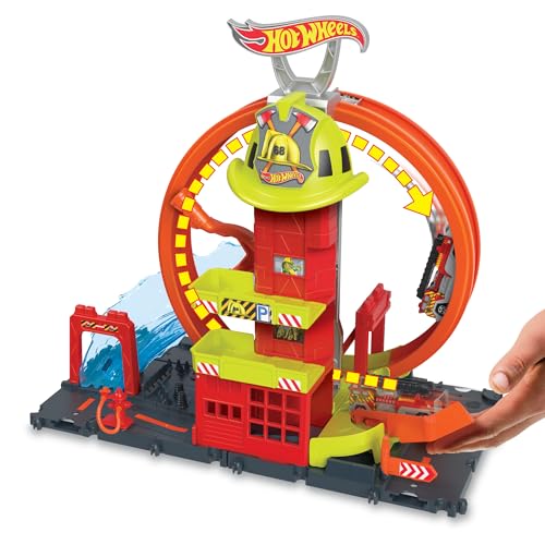 Hot Wheels City Super-Loop Feuerwehrstation Spielset & 1 Auto – Ansicht 4