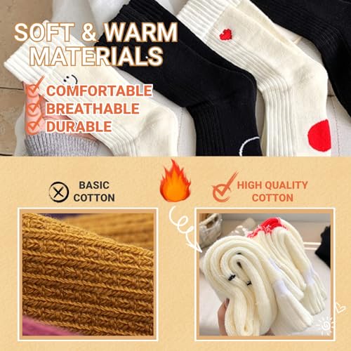 Heart Fuzzy Socks for Women - Smiling Face Warm Cozy Soft Ankle Socks - Fluffy Thick Winter Home Barefoot Crew3