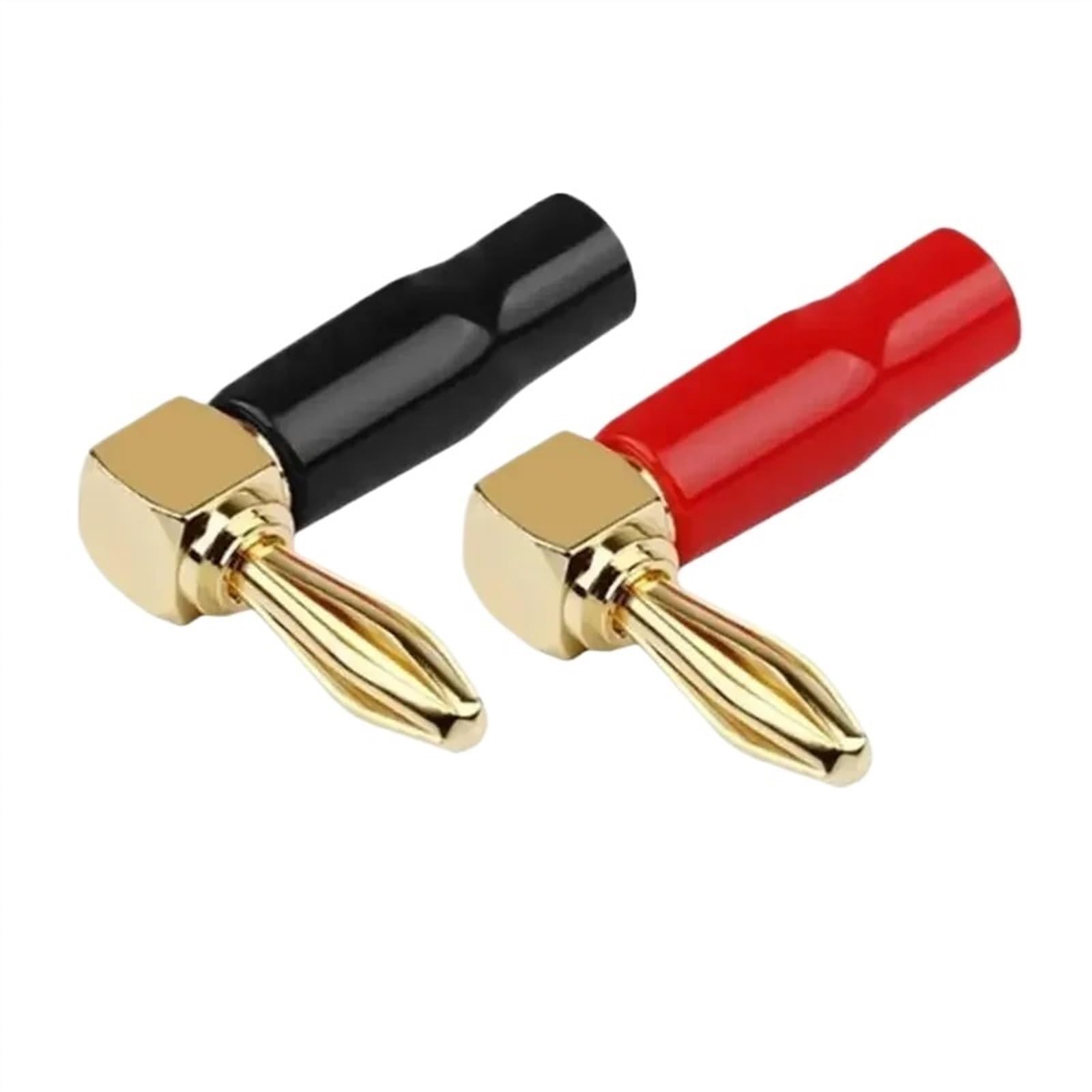 Connettori a banana ad angolo retto Jack maschio Banano Terminale altoparlante placcato oro da 90 gradi Nero Rosso(10 Pairs)