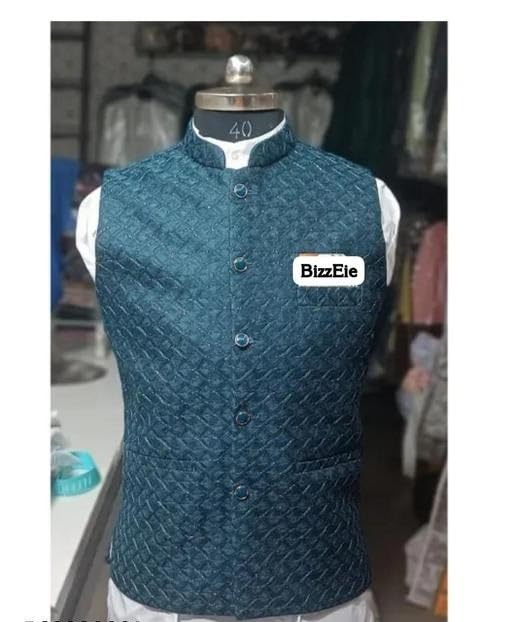 Image of Regal Charm Men's Poly Silk Self-Design Ethnic Jacket