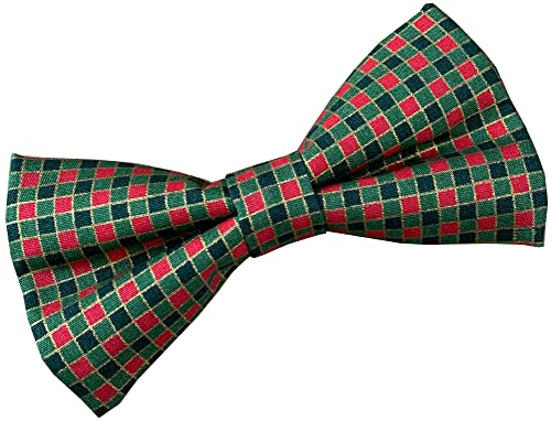 Red & Green Festive Christmas Check Cotton Bow Tie