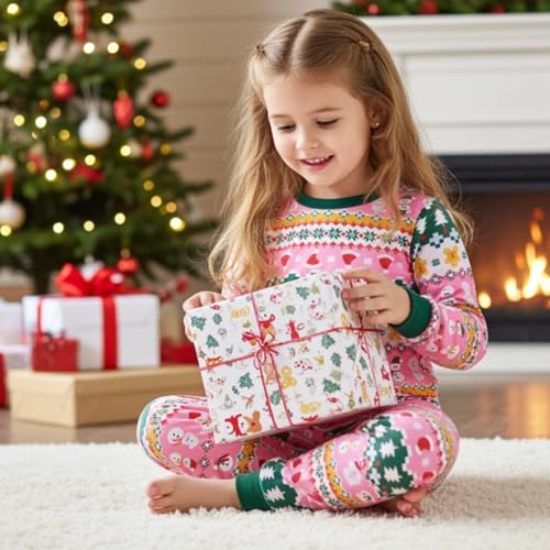 Image of PATPAT Toddler & Kids Pajama Sets with Bamboo Viscose, Snug Fit Pjs for Girls, All-Season Comfort Sleepwear, Ages 2-12 Years