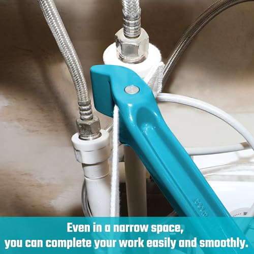 Image of DURATECH Strap Wrench 12 inch Handle, Adjustable Nylon Strap Pipe Wrench, Blue
