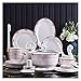 Zestawy obiadowe Zestaw naczyń, 60 SZTUK Zastawa stołowa z porcelany kostnej Naczynia Talerze Ceramiczne połączenie Serwis obiadowy Serwis Porcelana na 10 (60 sztuk otwartego gorącego garnka