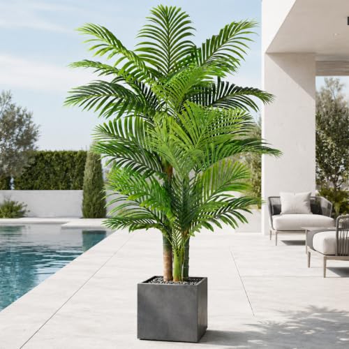 Keeplush 6ft Tall Triple Golden Cane Palm Artificial Tree Large Tropical Palm Tree UV Resistant Fake...
