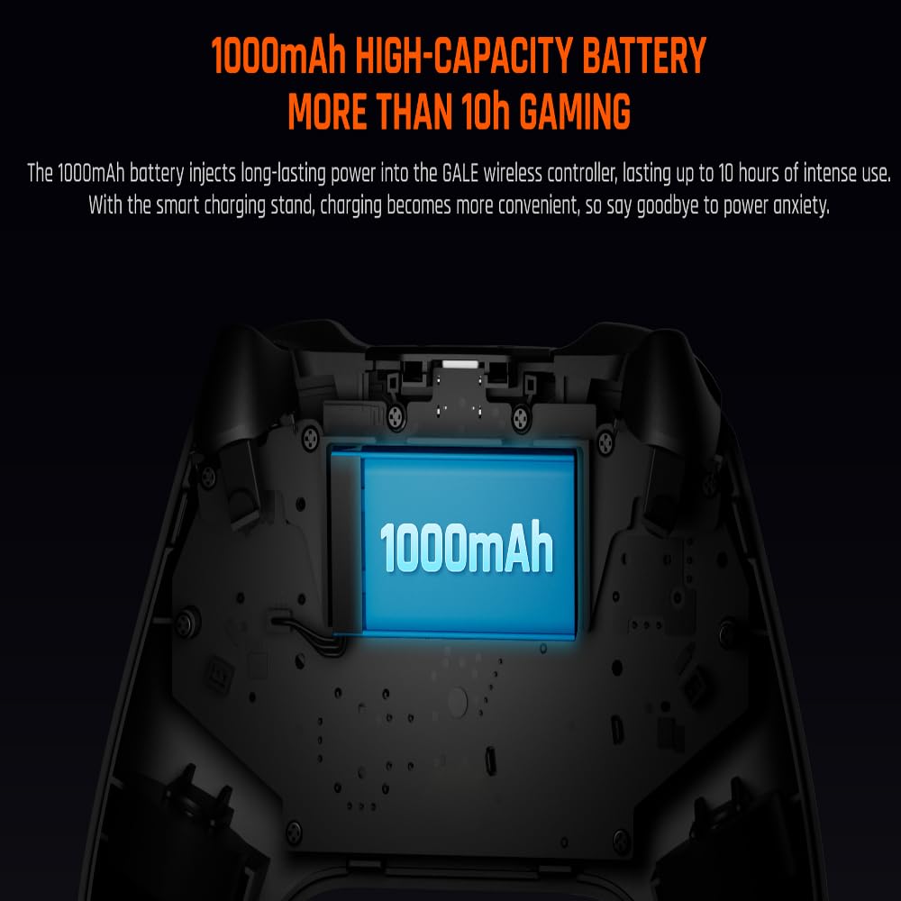 BIGBIG WON Gale PC wireless Controllers Motion Aiming, Hall Trigger, 4 pulsanti personalizzati, App Control Game Controller per PC/Switch/iOS/Android Con dock di ricarica (Nero)