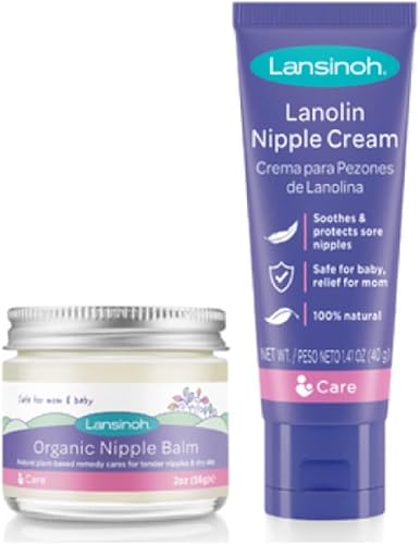 Lansinoh Lanolin - Crema para pezón y bálsamo orgánico para el pezón para el paquete de lactancia 1 unidad de cada uno 341 onzas