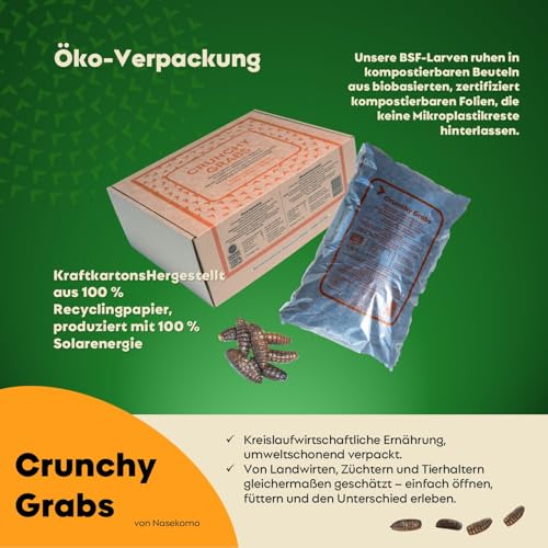 Getrocknete Schwarze Soldatenfliegenlarven 1 kg | Proteinreiches Naturfutter für Hühner, Vögel, Reptilien, Igel & Fische | Ergänzungsfutter für Hunde & Katzen | EU | Ohne Zusatzstoffe