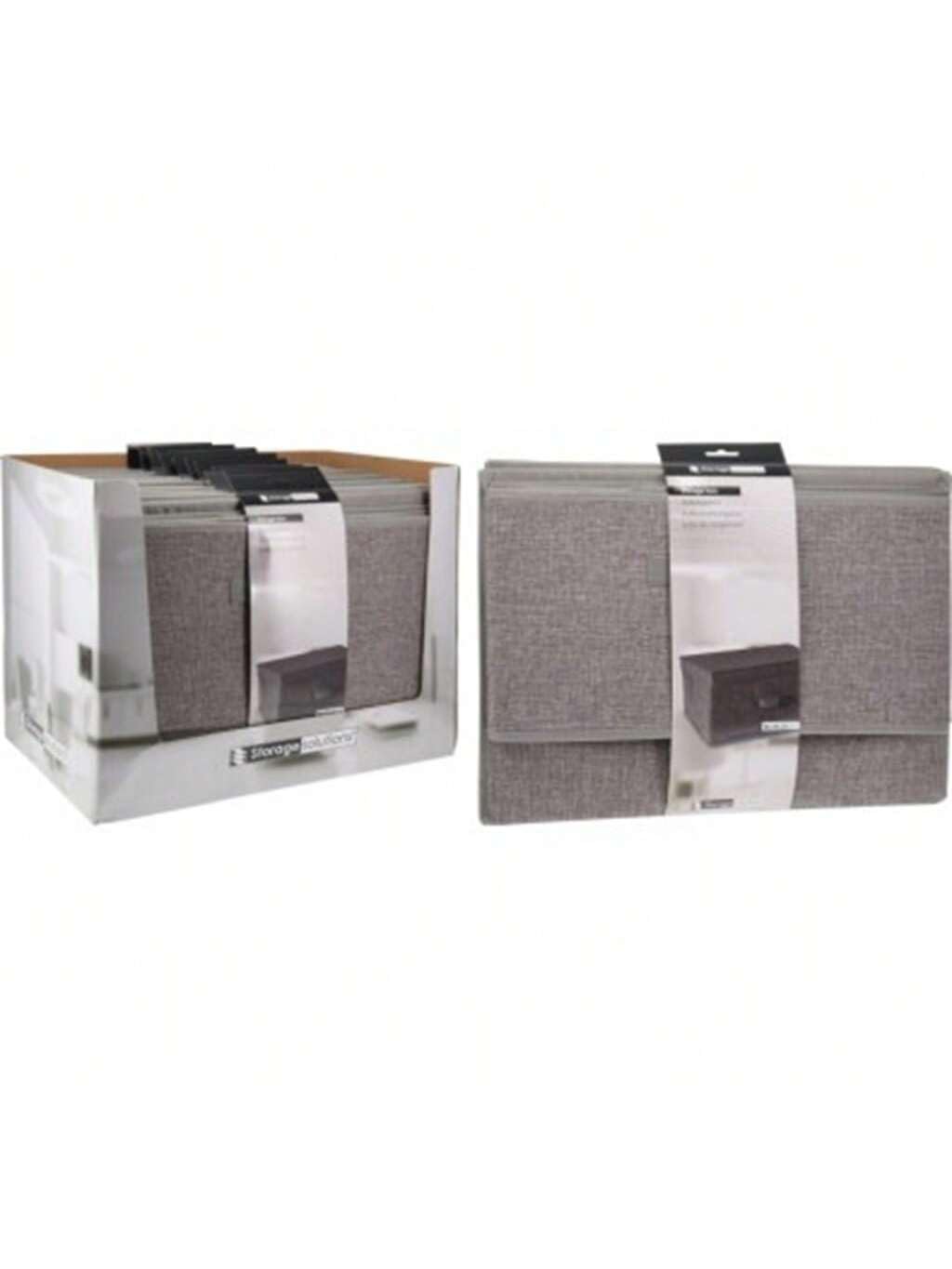 Genérico Caja de Almacenamiento Textil Gris, 44x33x22 cm, con Tapa