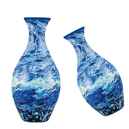 3D Puzzle Vase for Adults, Puzzle Vase Built-in Water Bottle Made by 160 Pieces Curved Plastic, Pefect Housewarming Gift for Flower Arrangements and Home Decoration (sea Wave)