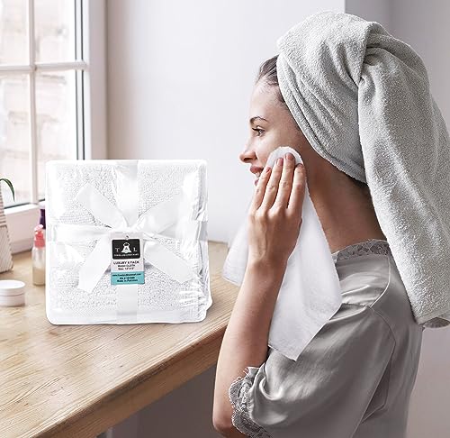Image of Towel and Linen Mart 100% Cotton- Wash Cloth Set -Pack of 4,Quick Dry,Luxurious,Absorbent,Soft Feel Spa & Hotel Perfect for Daily Use (12X12 White)