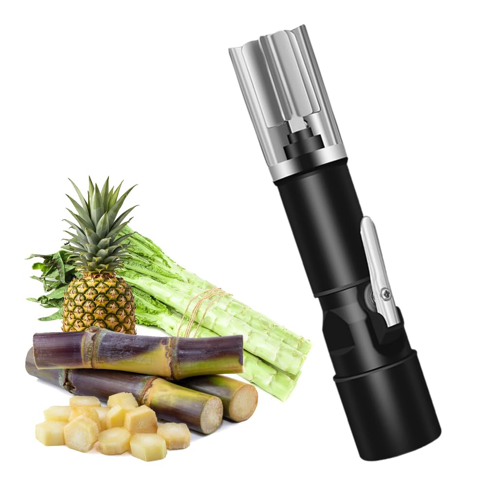 FHRKA Electric Sugar Cane Peeler, Automatic Sugarcane Scraping Machine with Protective Cover, Spare Battery, 7500rpm Speed Adjustable