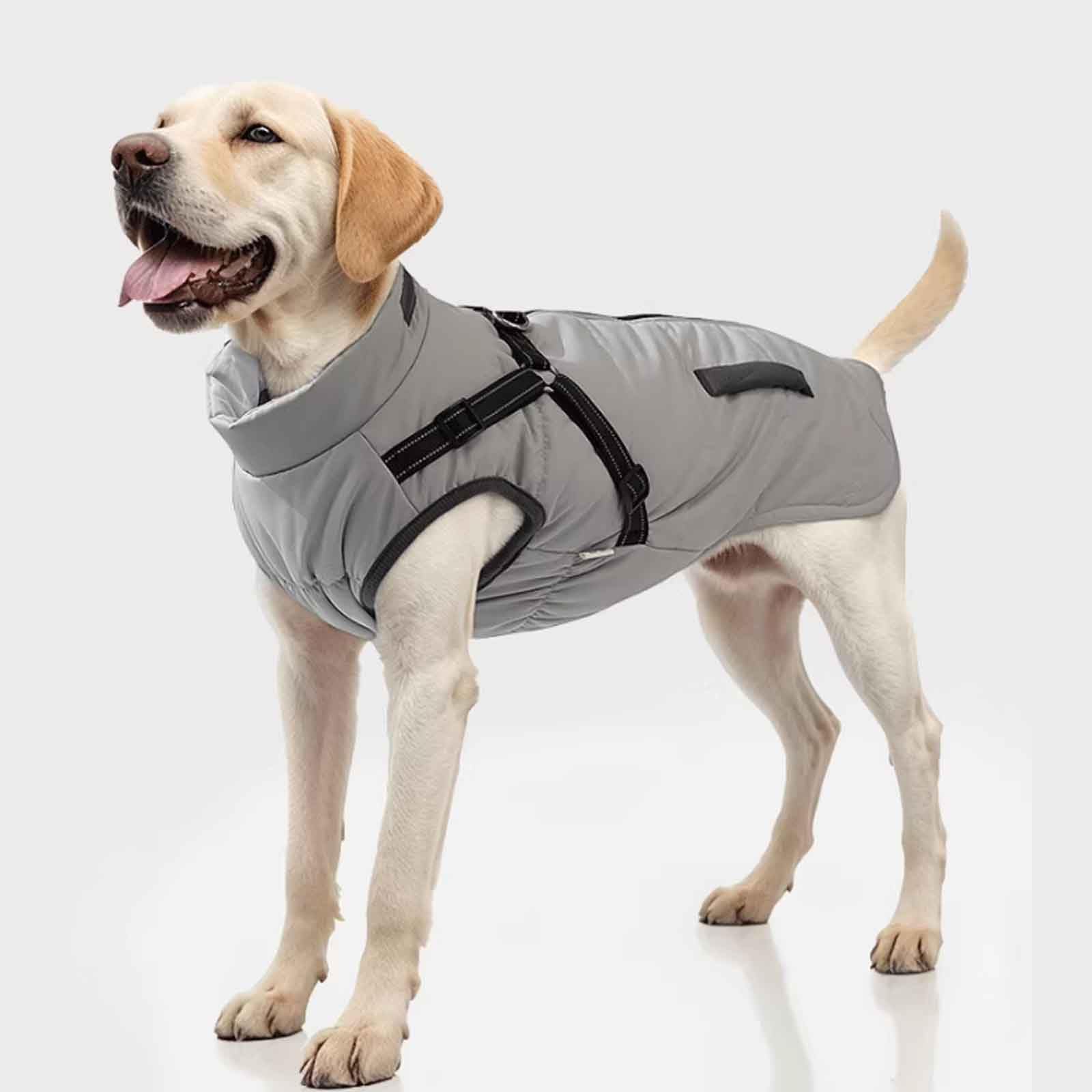 Hundemantel Winter, Hundemantel Wasserdicht Mit Verstellbares Hundegeschirr, Winddichte Hundeweste, Für Mittelgroße Und Große Hunde,4XL