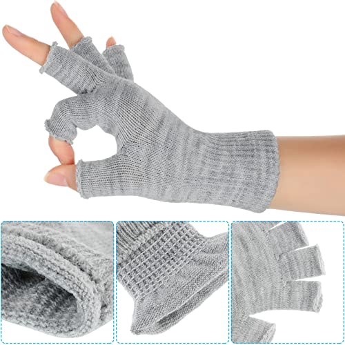 Image of SATINIOR 4 Pairs Winter Half Finger Gloves Knitted Fingerless Mittens Warm Stretchy Gloves for Men and Women