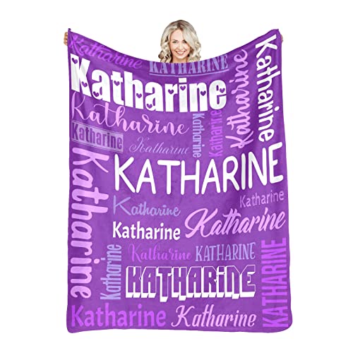 Personalized Blanket for Kids Adults Personalized Name Blanket Custom Blanket with Name Personalized Gifts for Christmas Birthday Valentines Day Mothers Fathers Day (Dark Purple, 40"x50")