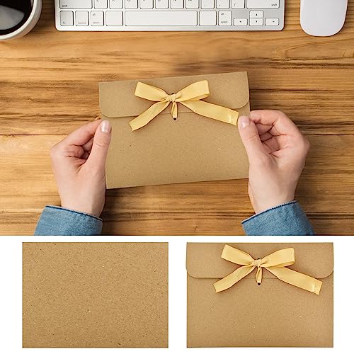 50pcs Kraft Paper Envelopes with Ribbons - Vintage Money Cash Envelopes for Valentine's Day, Mother's Day (Burgundy Ribbons) - Image 3
