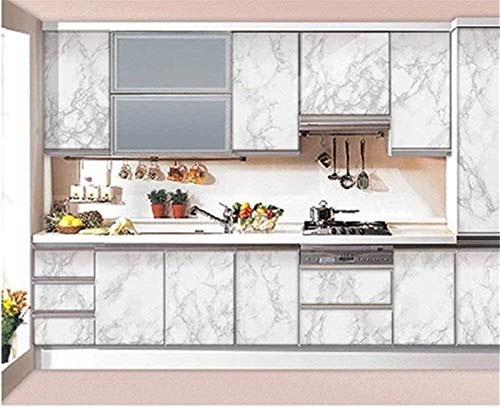Yancorp 16"X120" White Gray Marble Wallpaper Easily Removable Grey Wallpaper Peel And Stick Countertops Vinyl Film Self-Adhesive Kitchen Backsplash Decorative Shelf Liner (16"X120") #TOP3