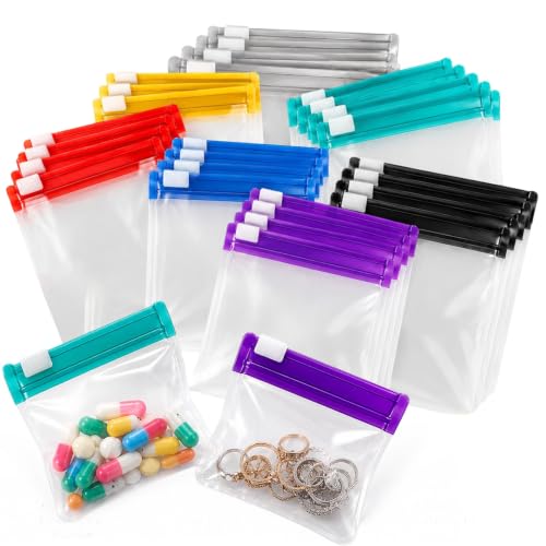 Image of Self Sealing Zipper Medicine Bags, Waterproof Pill Pouch Organizer with Slide Lock, Reusable Pill Pouches for Travel, Double-Track Airtight Sea, for Daily Use Medicine Qtips Small Items (35Pcs)