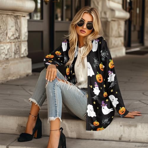 Image of Cardigan Sweaters for Women Long Sleeve Cardigan Soft Drape Open Front Fall Dusters V-Neck Jackets Dressy Loose Coat